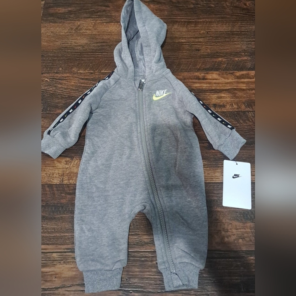 Nike Infant Gray Hooded Romper